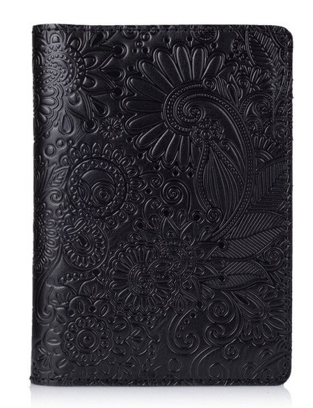 Обкладинка для паспорта зі шкіри HiArt PC-01 Crystal Panther Mehendi Art Чорний купити недорого в Ти Купи