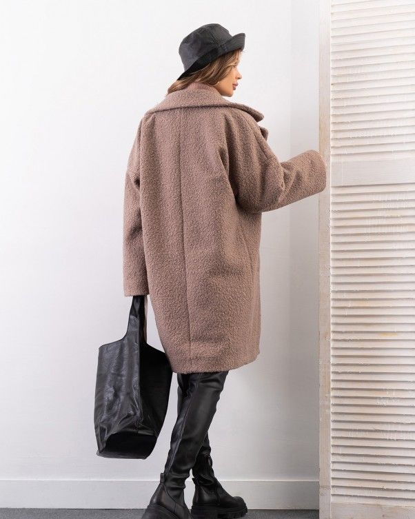 Пальто ISSA PLUS 14270 S коричневий купити недорого в Ти Купи