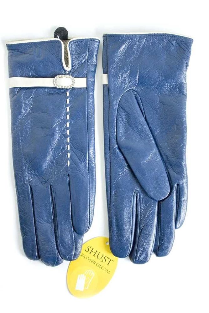 Женские кожаные перчатки Shust Gloves синие 374s3 L купить недорого в Ты Купи