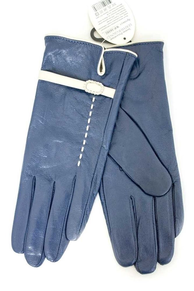 Женские кожаные перчатки Shust Gloves синие 374s3 L купить недорого в Ты Купи