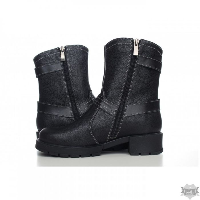 Кожаные зимние ботинки на низком каблуке Villomi Tera-02ch купить недорого в Ты Купи