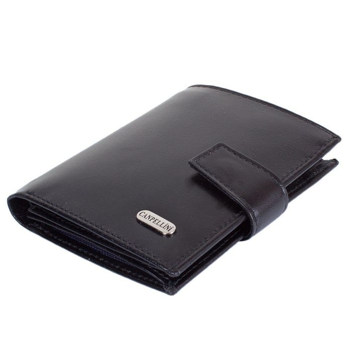 Чоловічий чорний шкіряний гаманець CANPELLINI SHI1102-1 купити недорого в Ти Купи