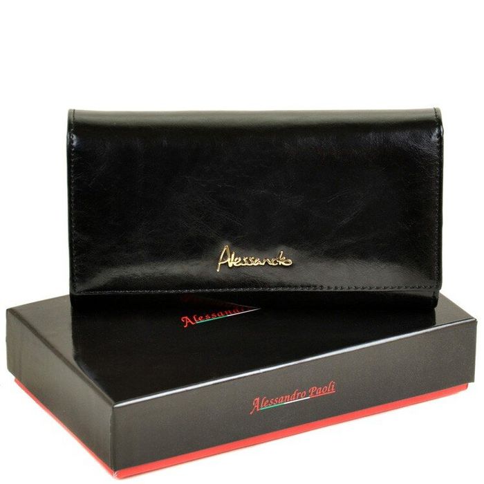 Кожаный кошелек Canarie ALESSANDRO PAOLI W34-1 black купить недорого в Ты Купи