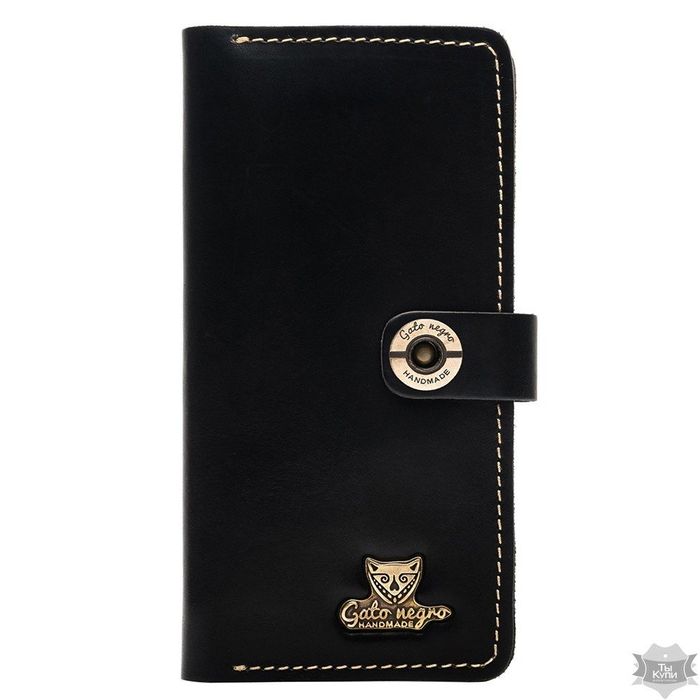 Кожаный кошелек ручной работы Gato Negro Alfa One Black купить недорого в Ты Купи