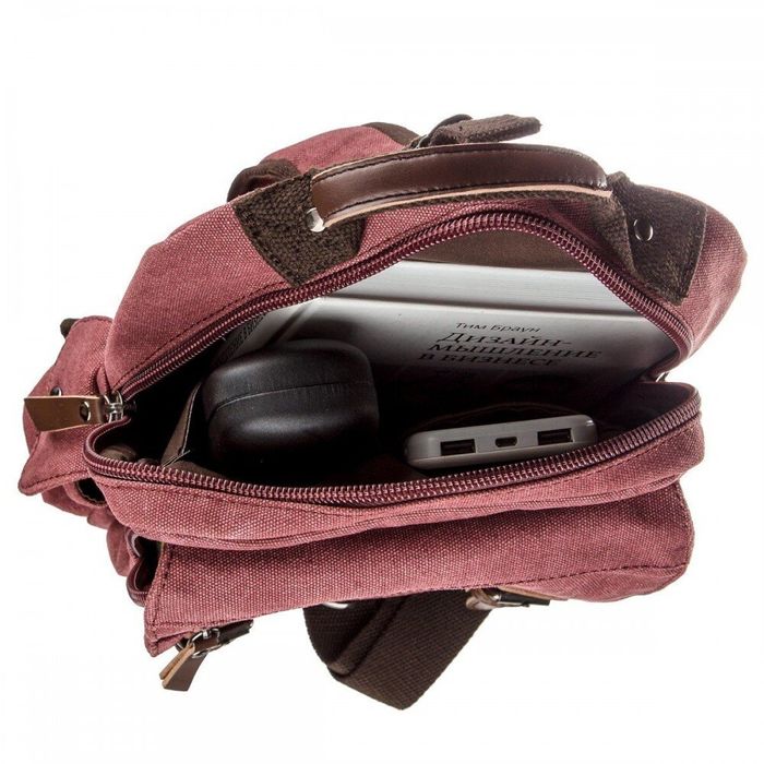 Мужская текстильная бордовая сумка-рюкзак Vintage 20140 купить недорого в Ты Купи