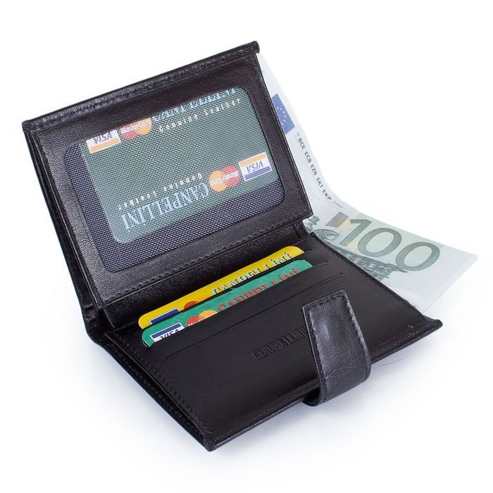 Мужской черный кожаный кошелек CANPELLINI SHI1102-1 купить недорого в Ты Купи