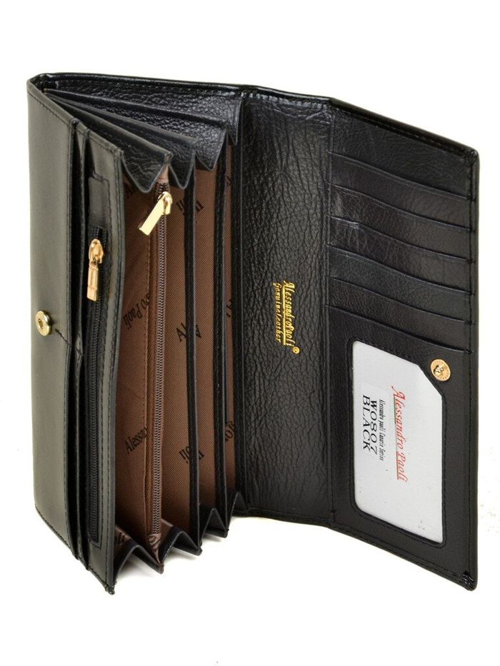 Кожаный кошелек Canarie ALESSANDRO PAOLI W0807 black купить недорого в Ты Купи