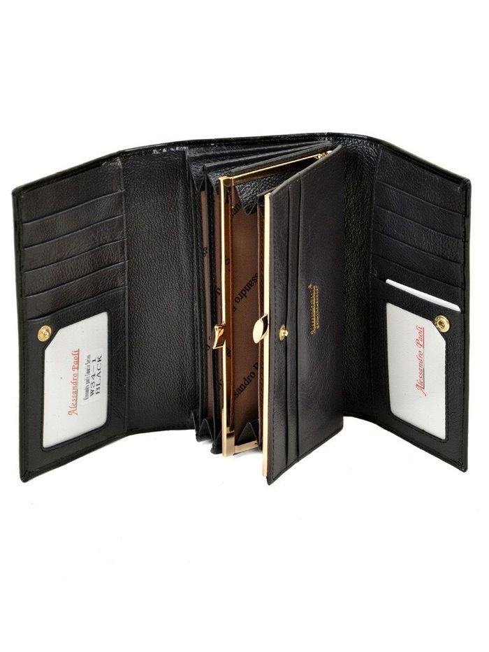 Кожаный кошелек Canarie ALESSANDRO PAOLI W34-1 black купить недорого в Ты Купи