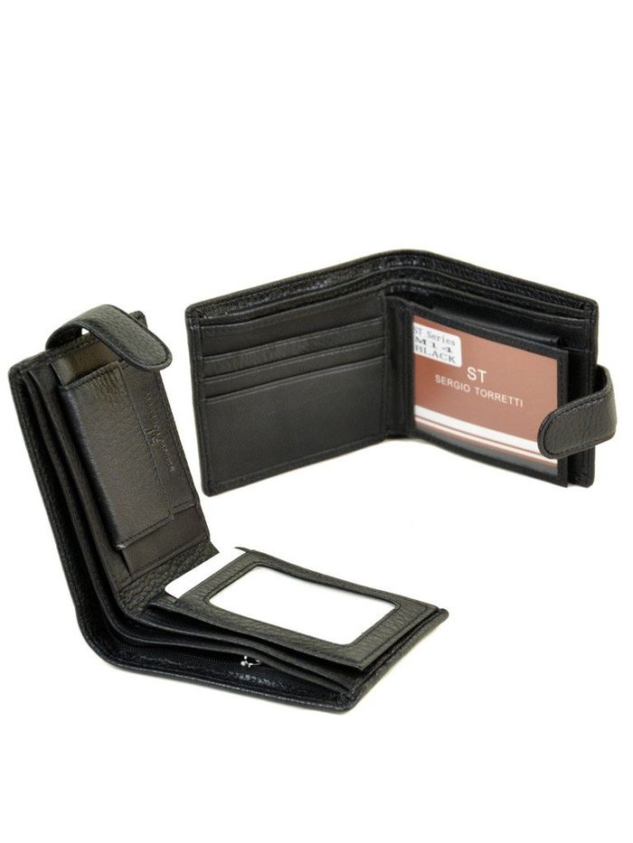 Мужской черный кошелек из искусственной кожи Sergio Torretti M14 black купить недорого в Ты Купи