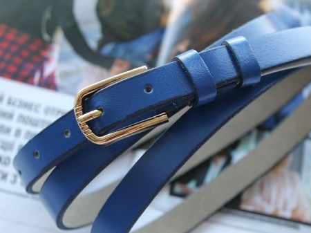 Женский узкий кожаный ремень синий rt319 купить недорого в Ты Купи