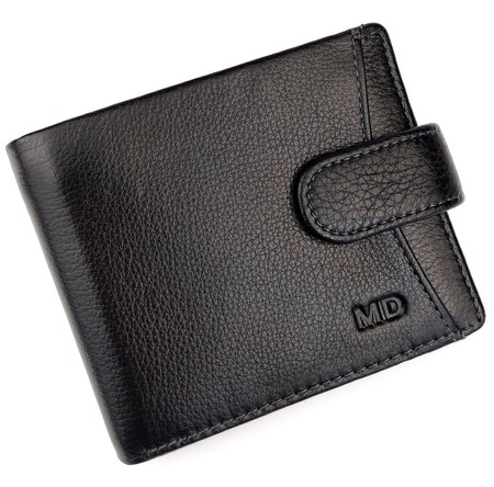 Стильный мужской кожаный кошелек MD Leather MD-22-203 (JZ6727) черный купить недорого в Ты Купи