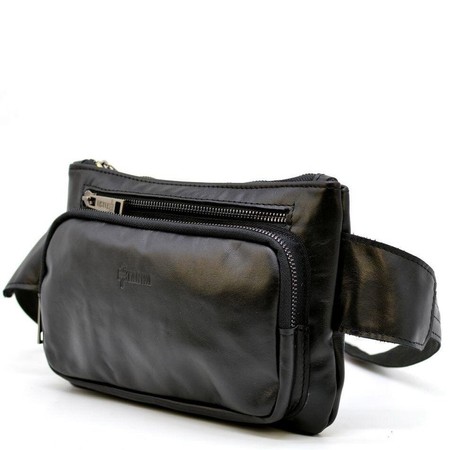 Кожаная черная сумка на пояс унисекс TARWA ga-8137-3md купить недорого в Ты Купи