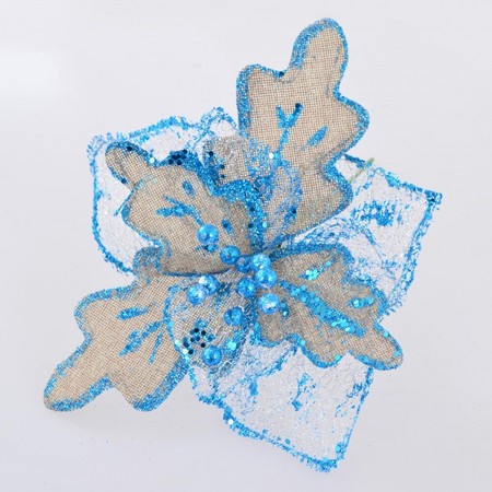 Квітка пуансеттии "Шик-модерн" блакитний, 28 * 28 см Новогодько 750295 купити недорого в Ти Купи