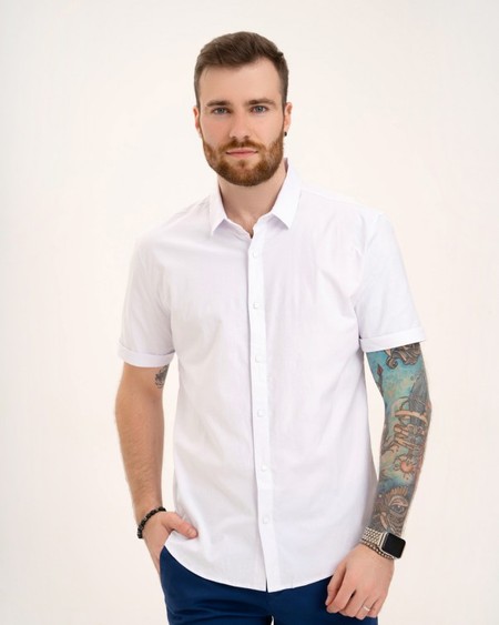 Рубашки ISSA PLUS GN4-132 M белый купить недорого в Ты Купи
