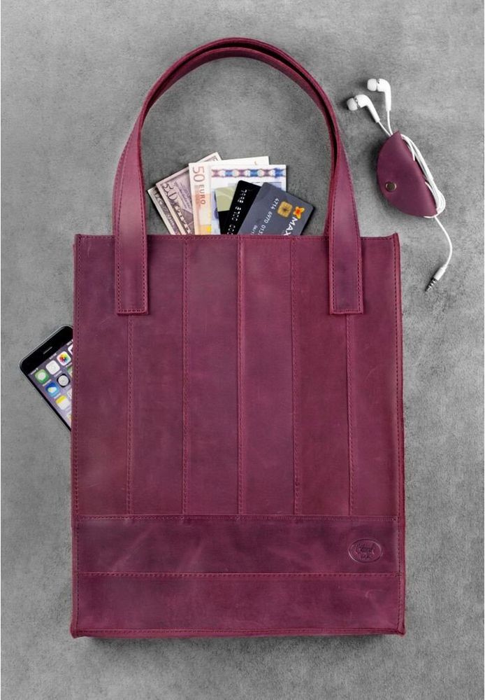 Жіноча шкіряна сумка BlankNote Бетсі бордова - BN-BAG-10-VIN-KR купити недорого в Ти Купи