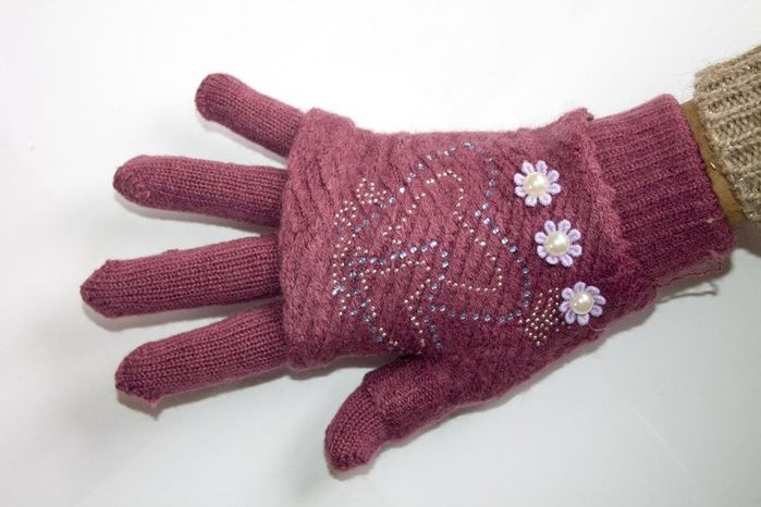 Вязаные розовые женские перчатки-митенки Shust Gloves купить недорого в Ты Купи