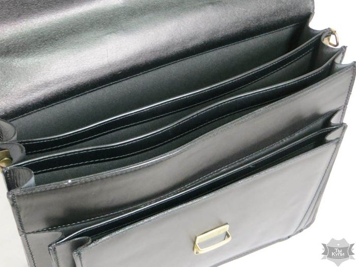 Чоловічий чорний портфель з натуральної шкіри Rovicky AWR-6 купити недорого в Ти Купи