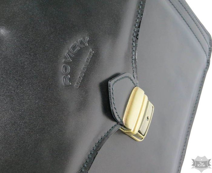 Мужской черный портфель из натуральной кожи Rovicky AWR-6 купить недорого в Ты Купи