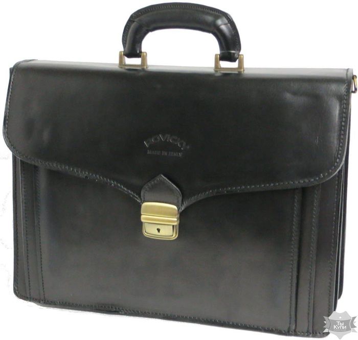Чоловічий чорний портфель з натуральної шкіри Rovicky AWR-6 купити недорого в Ти Купи