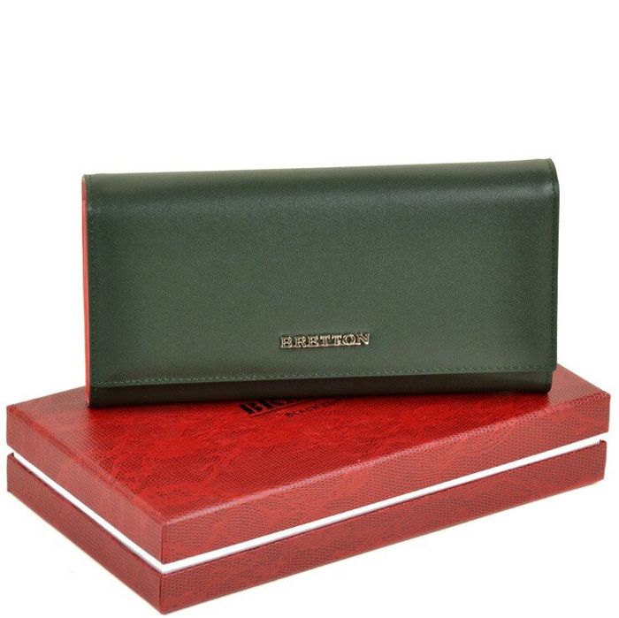 Кожаный кошелек Color Bretton W7237 green купить недорого в Ты Купи