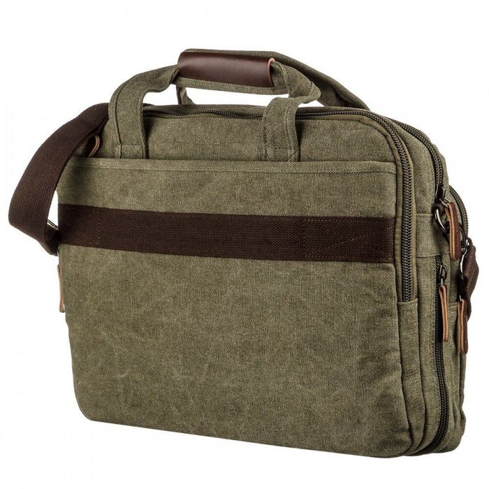 Мужская текстильная сумка цвета милитари для ноутбука Vintage 20185 купить недорого в Ты Купи