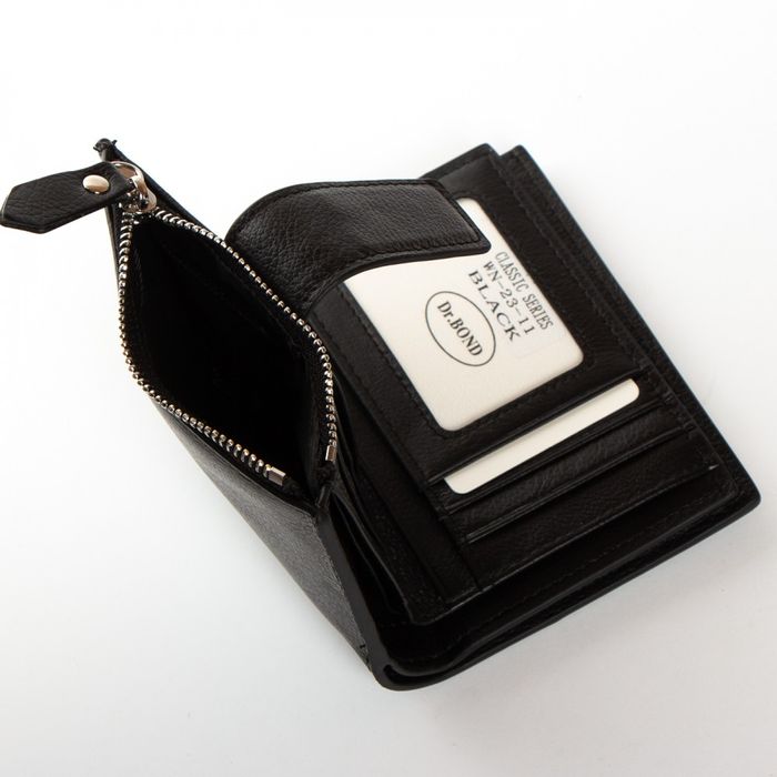 Шкіряний жіночий гаманець Classik DR. BOND WN-23-11 black купити недорого в Ти Купи