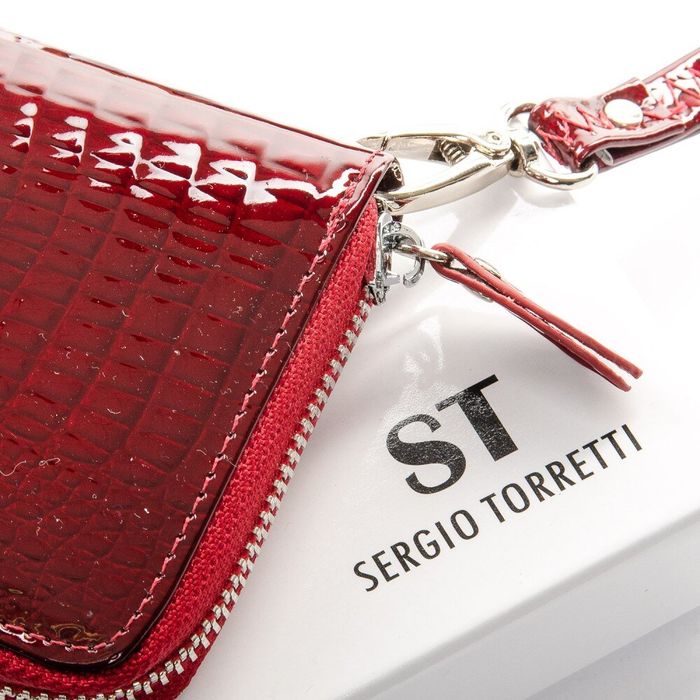 Женский лакированный кошелек из кожи LR SERGIO TORRETTI W38 dark-red купить недорого в Ты Купи