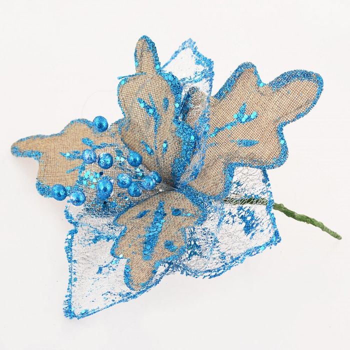 Цветок пуансеттии “Шик-модерн” голубой, 28*28 см Новогодько 750295 купить недорого в Ты Купи