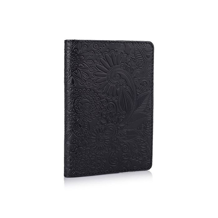 Кожаная черная обложка на паспорт HiArt PC-01Mehendi Art Черный купить недорого в Ты Купи