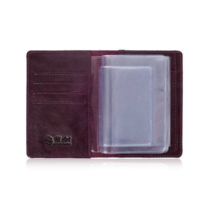 Обкладинка-органайзер для документів зі шкіри HiArt AD-01 темно-фіолетова Фіолетовий купити недорого в Ти Купи