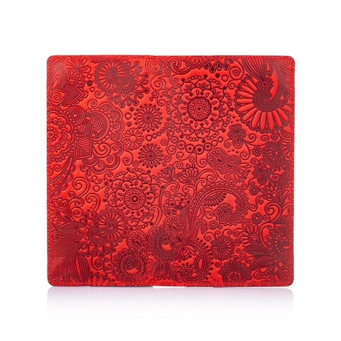 Кожаный бумажник Hi Art WP-05 Mehendi Art краснаый Красный купить недорого в Ты Купи