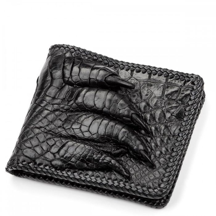 Чоловічий гаманець зі шкіри крокодила CROCODILE LEATHER 18004 Чорний купити недорого в Ти Купи