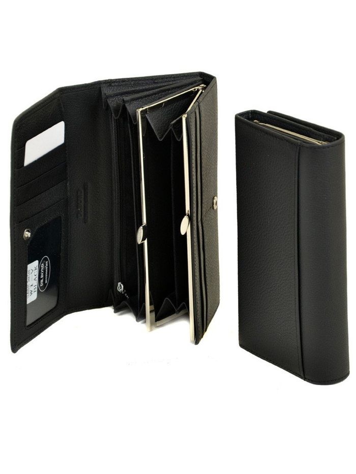 Женский кожаный черный кошелек Classik dr.Bond W1-V black купить недорого в Ты Купи