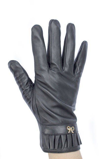 Чорні жіночі рукавички з натуральної шкіри Shust Gloves купити недорого в Ти Купи