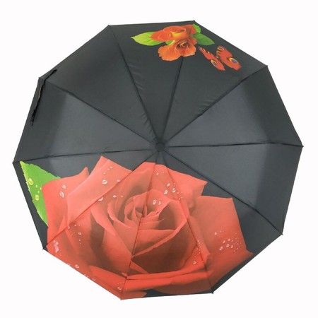 Женский складной зонт полуавтомат Feeling Rain Черный (469-1) купить недорого в Ты Купи