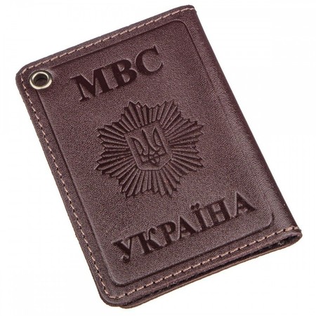 Шкіряна коричнева обкладинка на документи МВС Shvigel 13979 купити недорого в Ти Купи