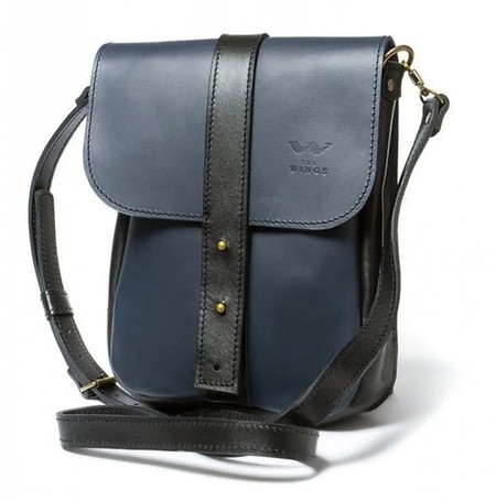 Мужская кожаная сумка Mini Bag сине-черная TW-MINI-BAG-M-BLUE-BLACK-KSR купить недорого в Ты Купи