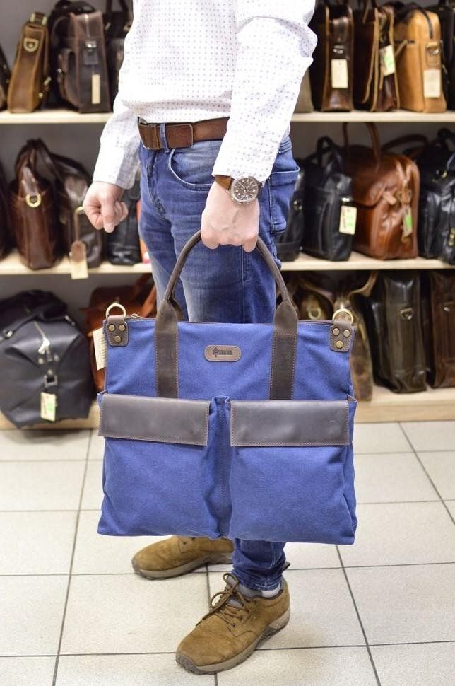Комбинированная сумка унисекс TARWA rk-1355-4lx Синий; Коричневый купить недорого в Ты Купи
