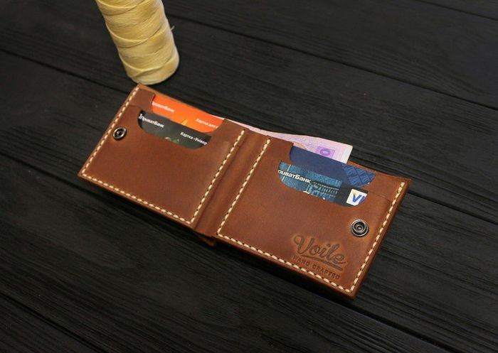 Чоловічий шкіряний гаманець ручної роботи VOILE vl-mw4-lbrn-beg купити недорого в Ти Купи