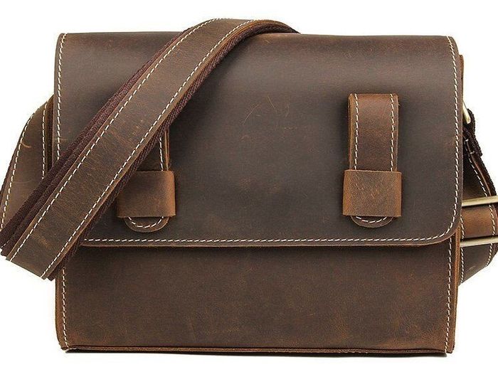 Чоловіча шкіряна сумка через плече Vintage 14980 Коричневий купити недорого в Ти Купи