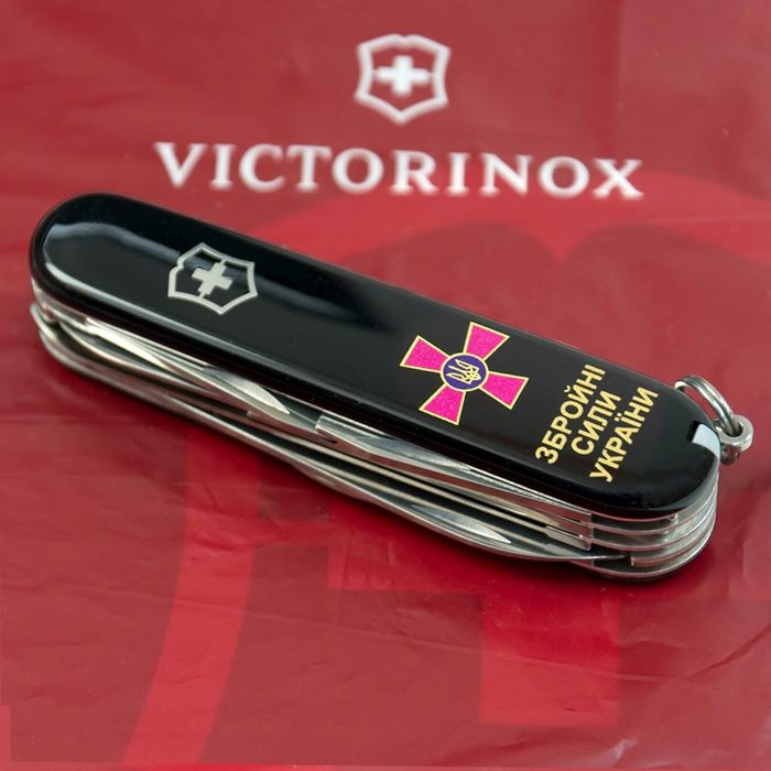 Складной нож Victorinox HUNTSMAN ARMY Эмблема ВСУ + Надпись ЗСУ 1.3713.3_W1011u купить недорого в Ты Купи