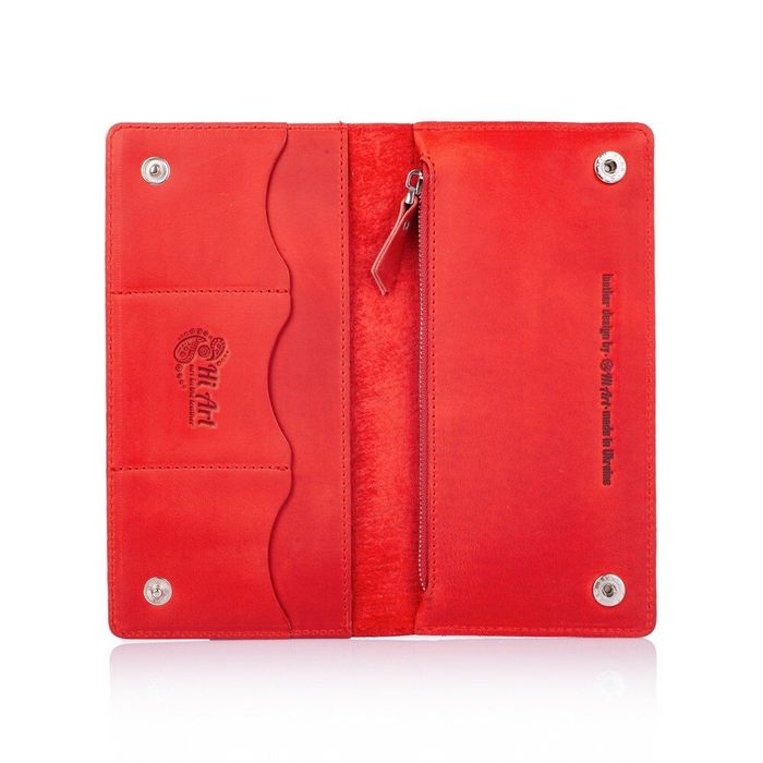 Кожаный бумажник Hi Art WP-05 Shabby Red Berry Buta Art Красный купить недорого в Ты Купи