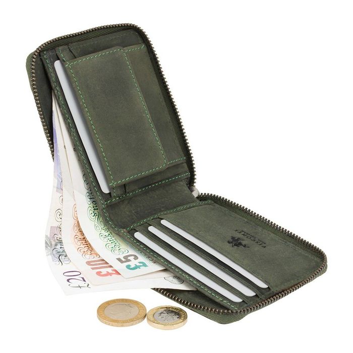 Кожаное портмоне с RFID защитой Visconti 702 oil grn купить недорого в Ты Купи