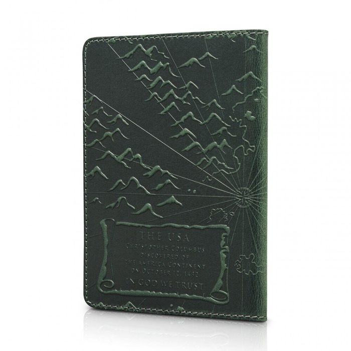 Обкладинка для паспорта зі шкіри HiArt PC-02 Discoveries Зелений купити недорого в Ти Купи