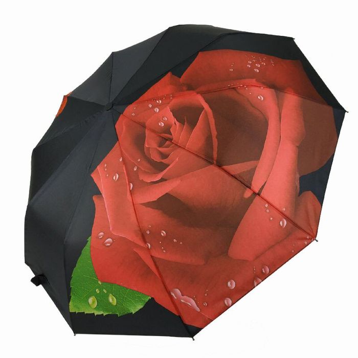 Женский складной зонт полуавтомат Feeling Rain Черный (469-1) купить недорого в Ты Купи