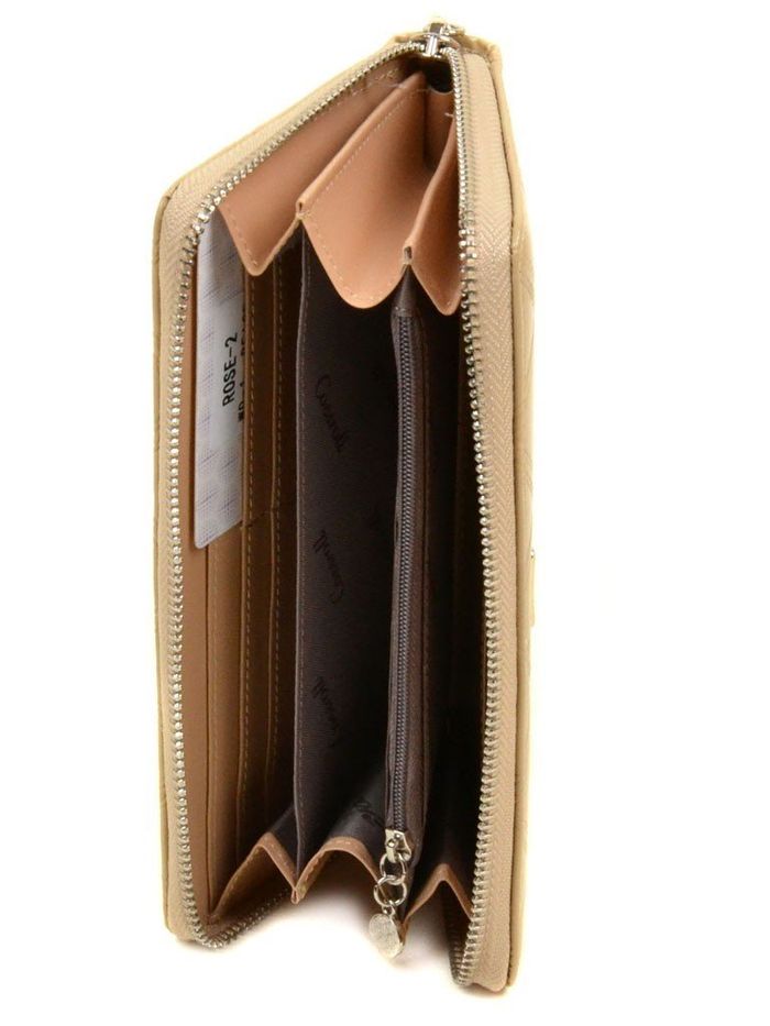Женский стильный бежевый кошелек Cossrol Rose Series-2 WD-1 beige купить недорого в Ты Купи