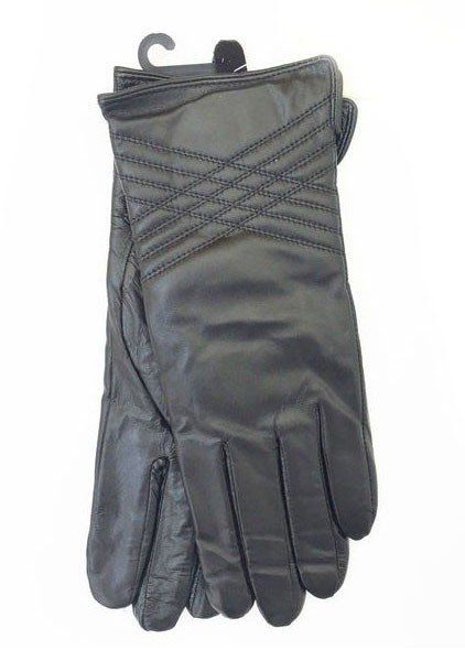 Зимние женские черные перчатки из натуральной кожи купить недорого в Ты Купи