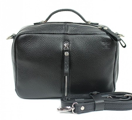 Шкіряна жіноча сумка Avenue чорна флотар TW-AVENUE-BLACK-FLO купити недорого в Ти Купи
