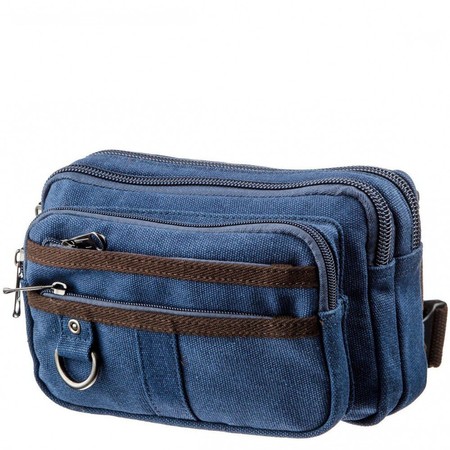Чоловіча текстильна синя сумка на пояс Vintage 20158 купити недорого в Ти Купи