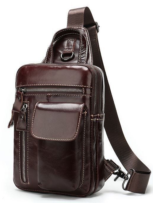 Чоловіча шкіряна сумка через плече Vintage 14786 Коричневий купити недорого в Ти Купи